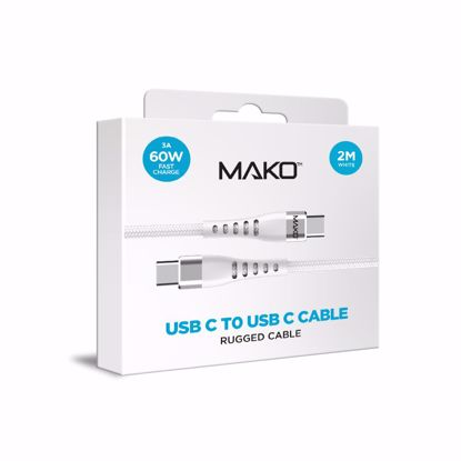 Picture of Mako Mako USB-C To USB-C Nylon Cable 60W USB 2.0 2M in White