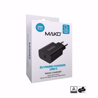 Picture of Mako Mako 20W EU Mains Charger USB-C in Black