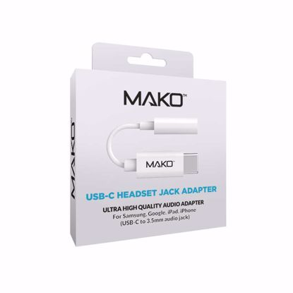 Picture of Mako Mako USB-C to 3.5mm Headphone Jack (Aux) DAC Audio Adapter in White