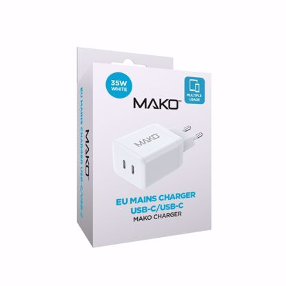 Picture of Mako Mako 35W UK Mains Charger for USB-C/USB-C in White
